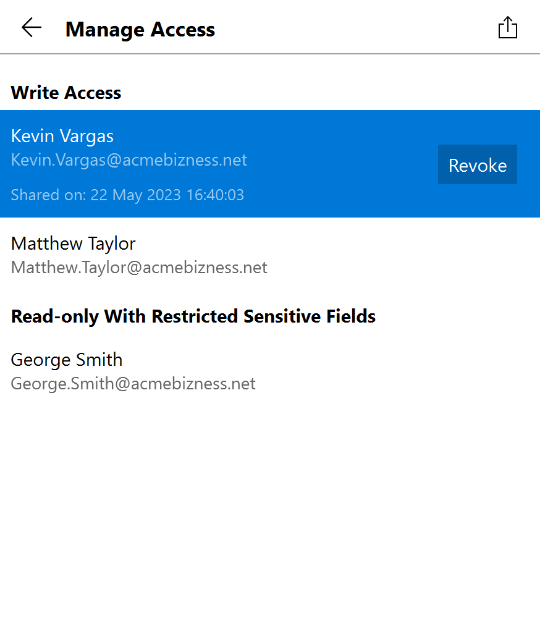 Manage list of users sorted by their access privileges